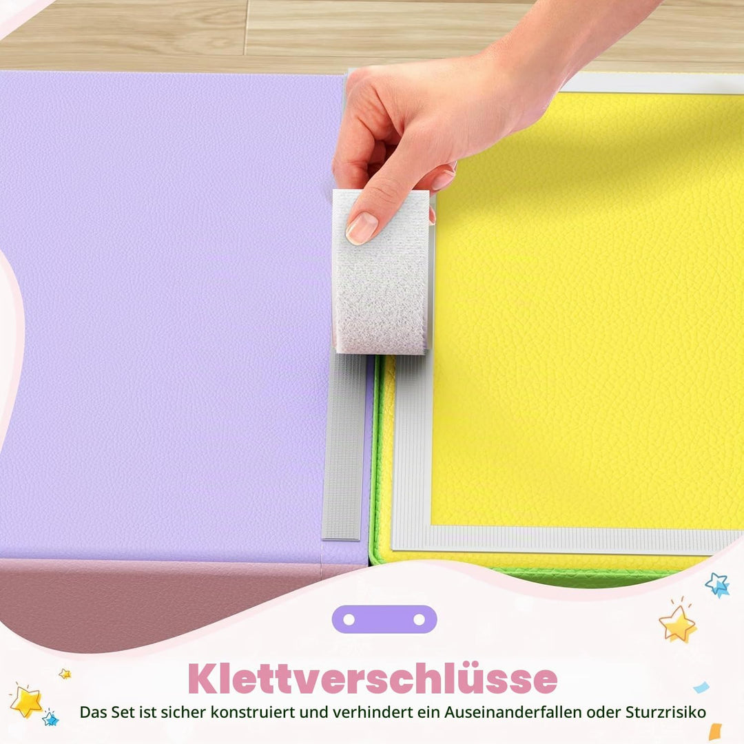 4p-weisse Kletterblöcke für Babys, Baby-Kletterblöcke, kratzfester PU-Bezug, leicht zu reinigen, ver