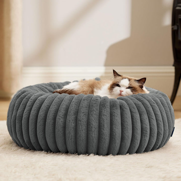 BEDSURE orthopädisches Katzen Bettchen - Flauschiges Donut 51x51x15cm rundes Katzensofa mit waschbar