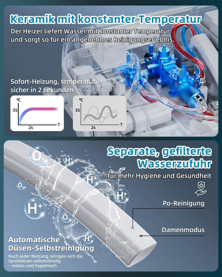 Smart WC-sitze mit Warmwasser und Trockner, Bidet Toilettensitz mit Düse, Japanische Toilette Sitz B