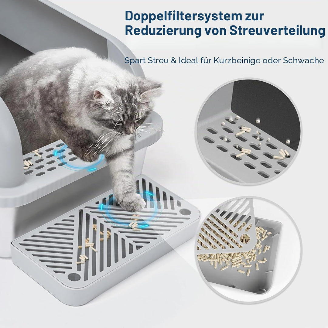 Suzzipaws XL Geschlossene Katzenklo Edelstahl Mit Deckel für grosse Katzen | Hochwandige auslaufsich