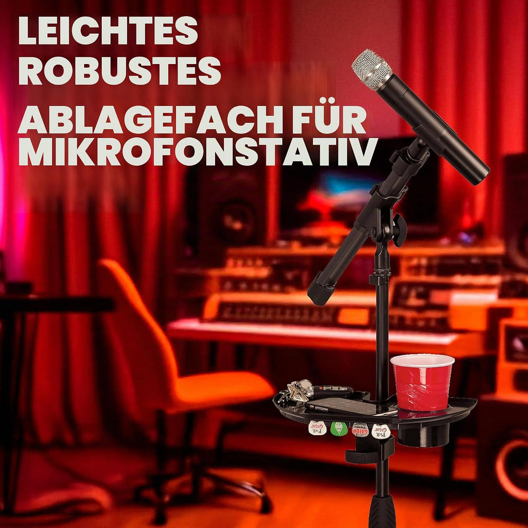 Gator Frameworks Zubehör-Ablage für Mikrofonstativ mit Getränkehalter und Plektrumhalter, 30,5 cm x