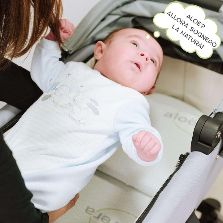 Babysanity Kinderwagen-Matratzen-Set bestehend aus Matratze und Kopfkissen mit Aloe Vera