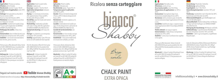 bianco Shabby® Beige Corda Kreidefarbe Wasserbasis für Alle Oberflächen einfach zu verarbeiten ohne