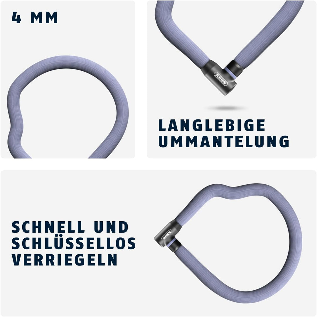 ABUS Kettenschloss Goose Lock 4204K - biegsames, klapperfreies Fahrradschloss aus gehärtetem Stahl -