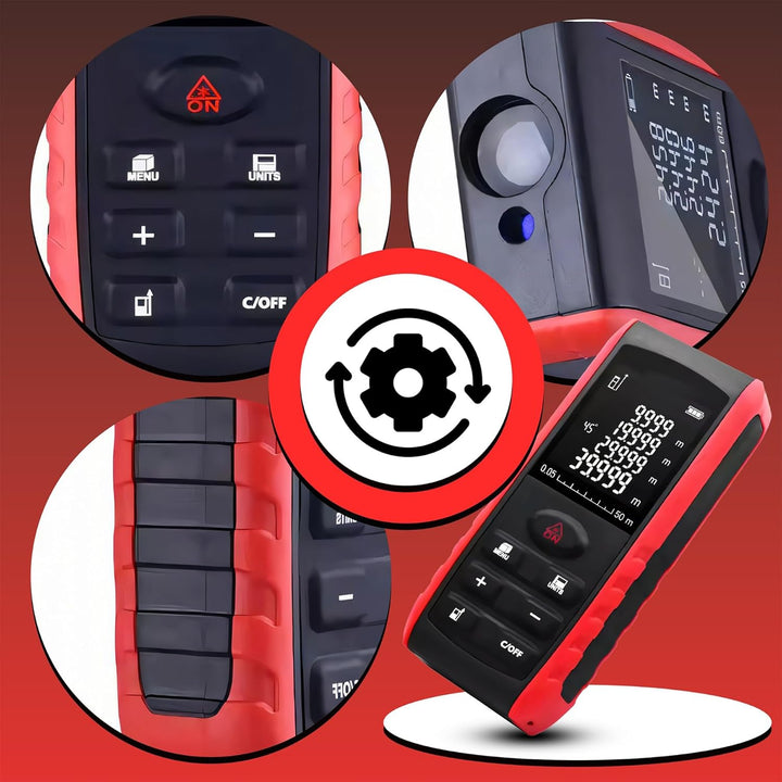 Retoo Laser Entfernungsmesser 50 m – Digitales Messgerät mit Wasserwaage & Winkelmesser, ±1,5 mm Gen