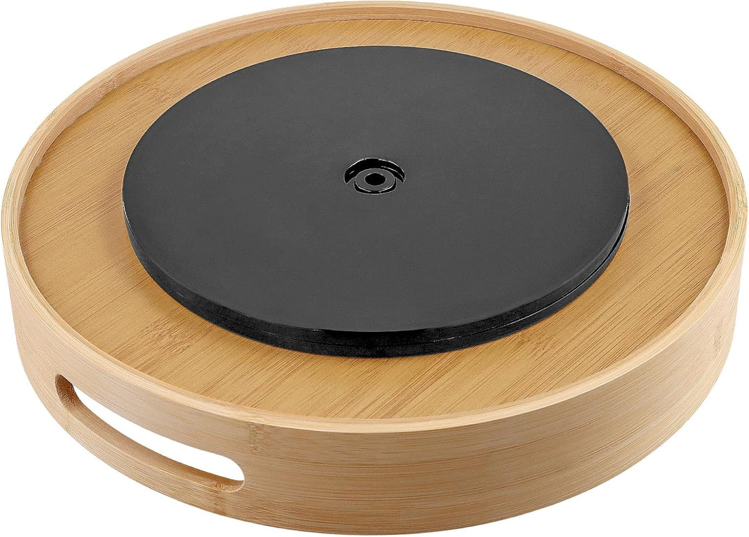 CHUIFAI 2 Stück 30cm Holz Drehteller, Bambus Lazy Susan Küchen Drehteller Organizer Holz Gewürzregal