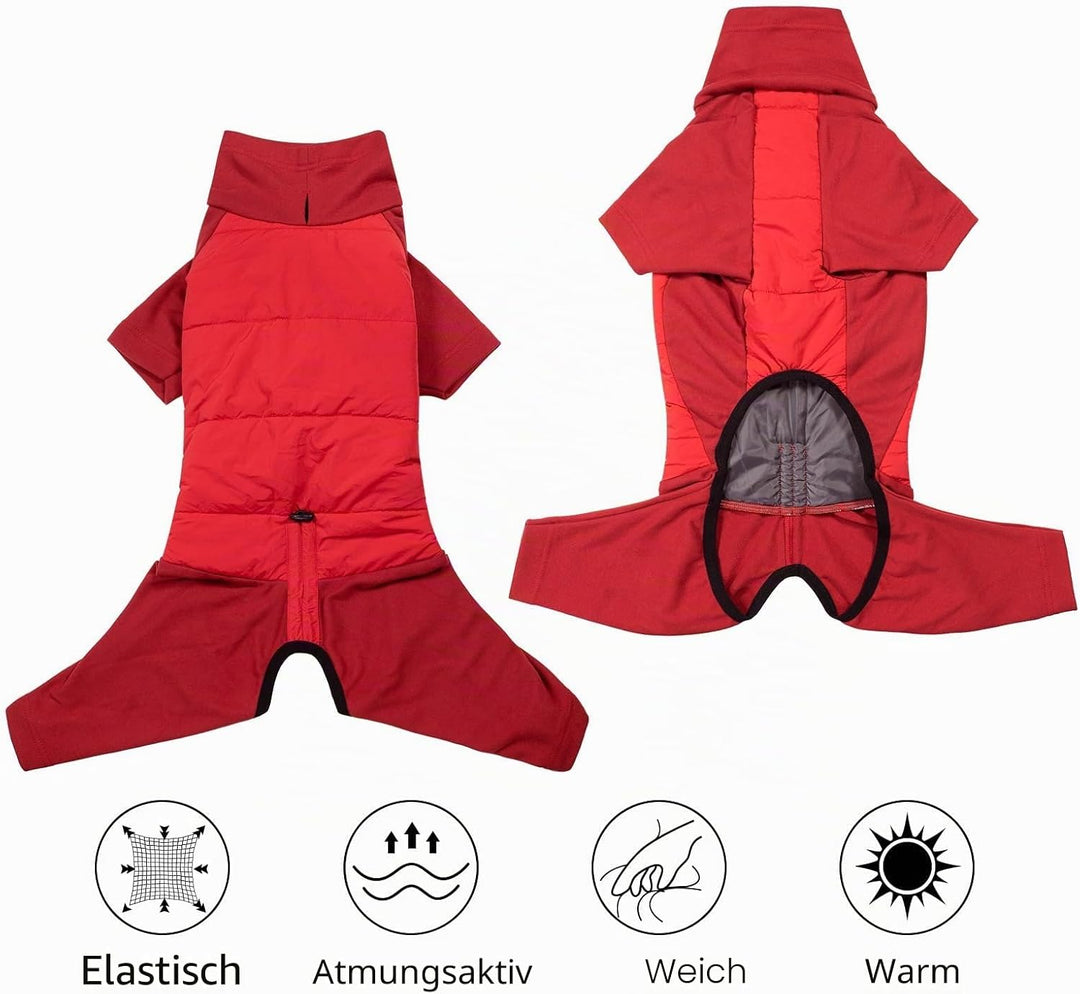 Dotoner Winter Hundemantel mit Beinen, Elastischer Hundejacke Hund-Overall Fleecefutter Warm, Winddi