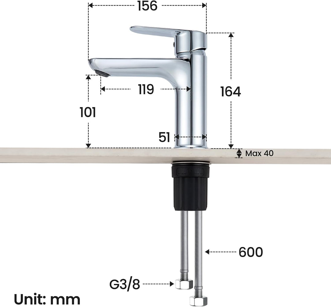 CECIPA Wasserhahn Bad Bleifrei, Waschtischarmatur mit Auslauf Höhe 10cm | Hochdruck Waschbecken Arma