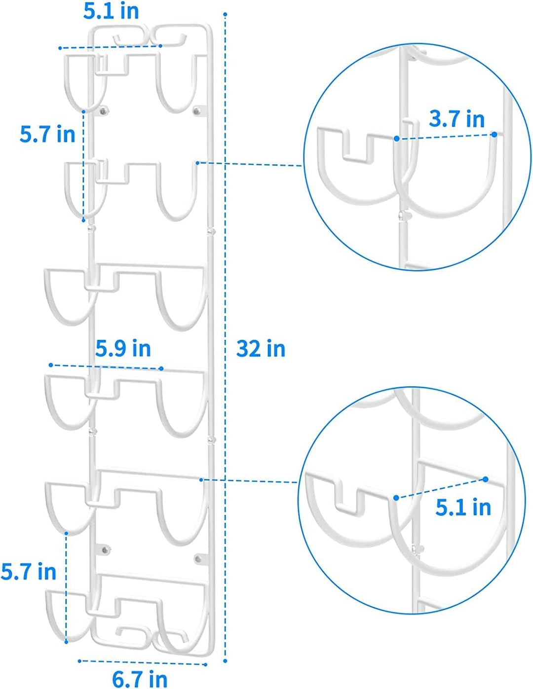 Handtuchhalter zur Wandmontage, Hängend Handtuchstange fürs Badezimmer mit 6 Fächern, Badetuchhalter