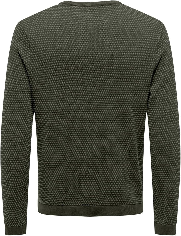 ONLY & SONS Herren Strickpullover XS Rosin/Pattern:forest Night Dots, XS Rosin/Pattern:forest Night