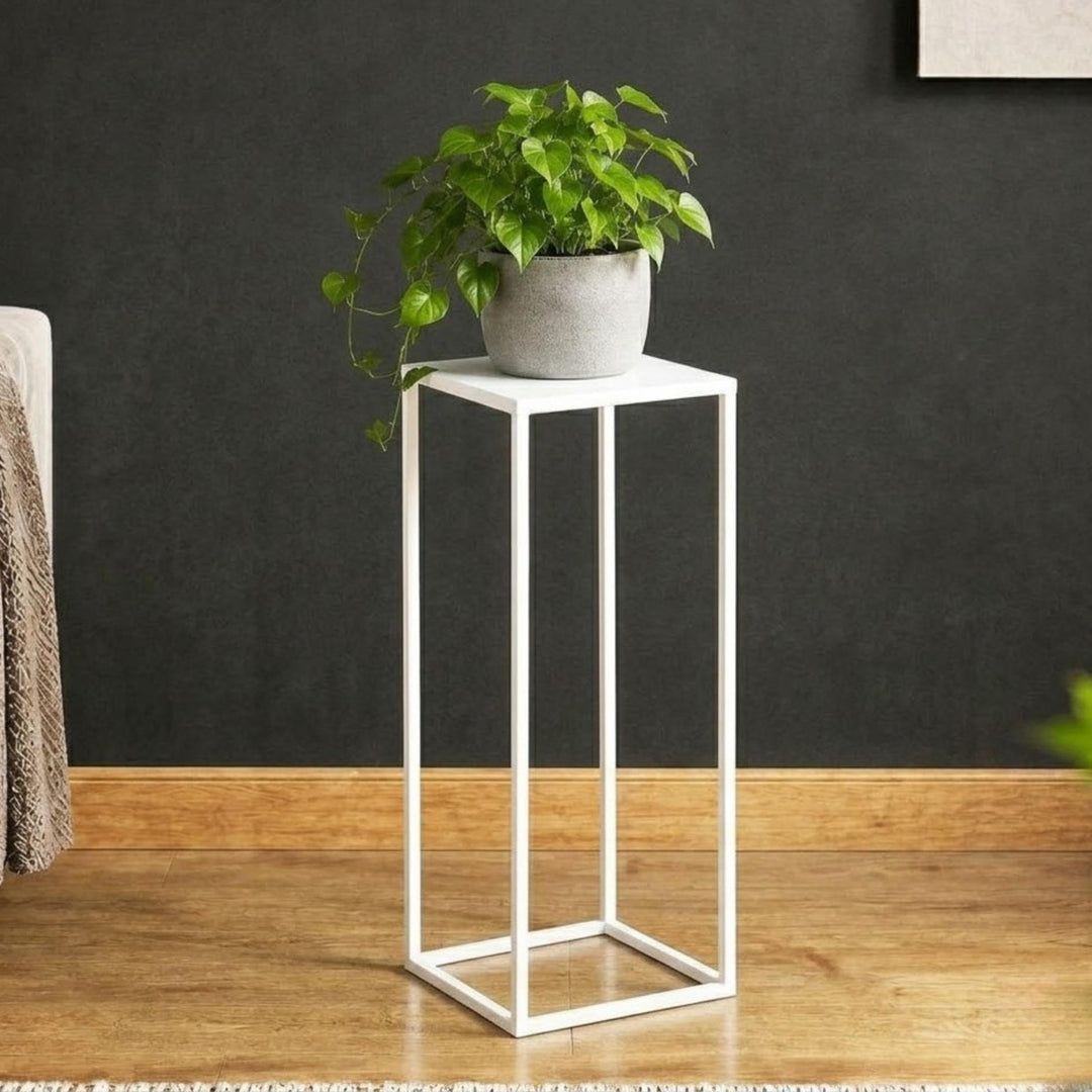 DanDiBo Blumenhocker Metall Weiss Eckig 50 - 70 cm Blumenständer Beistelltisch 96482 Blumensäule Mod