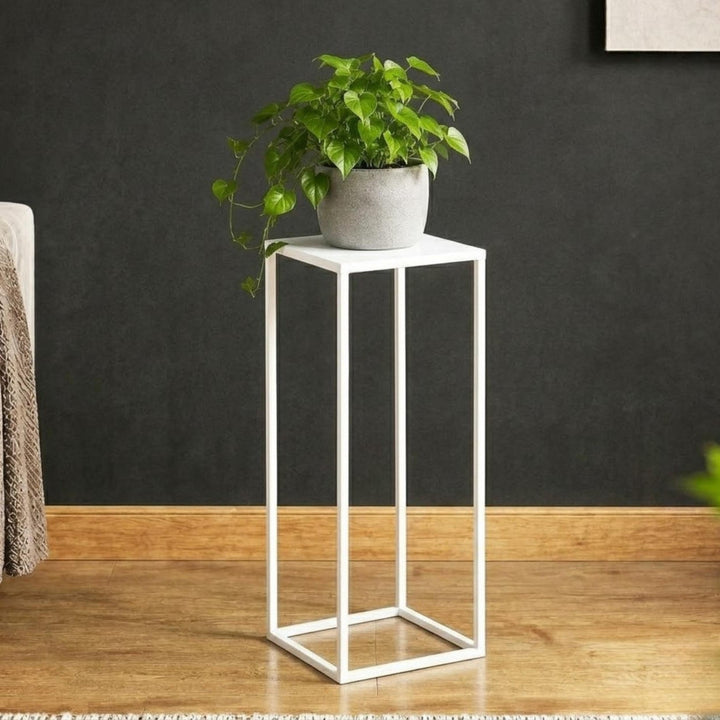 DanDiBo Blumenhocker Metall Weiss Eckig 50 - 70 cm Blumenständer Beistelltisch 96482 Blumensäule Mod