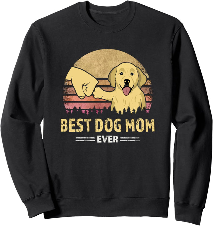 "Best Dog Mom Ever Golden Retriever", Retro-Design Sweatshirt