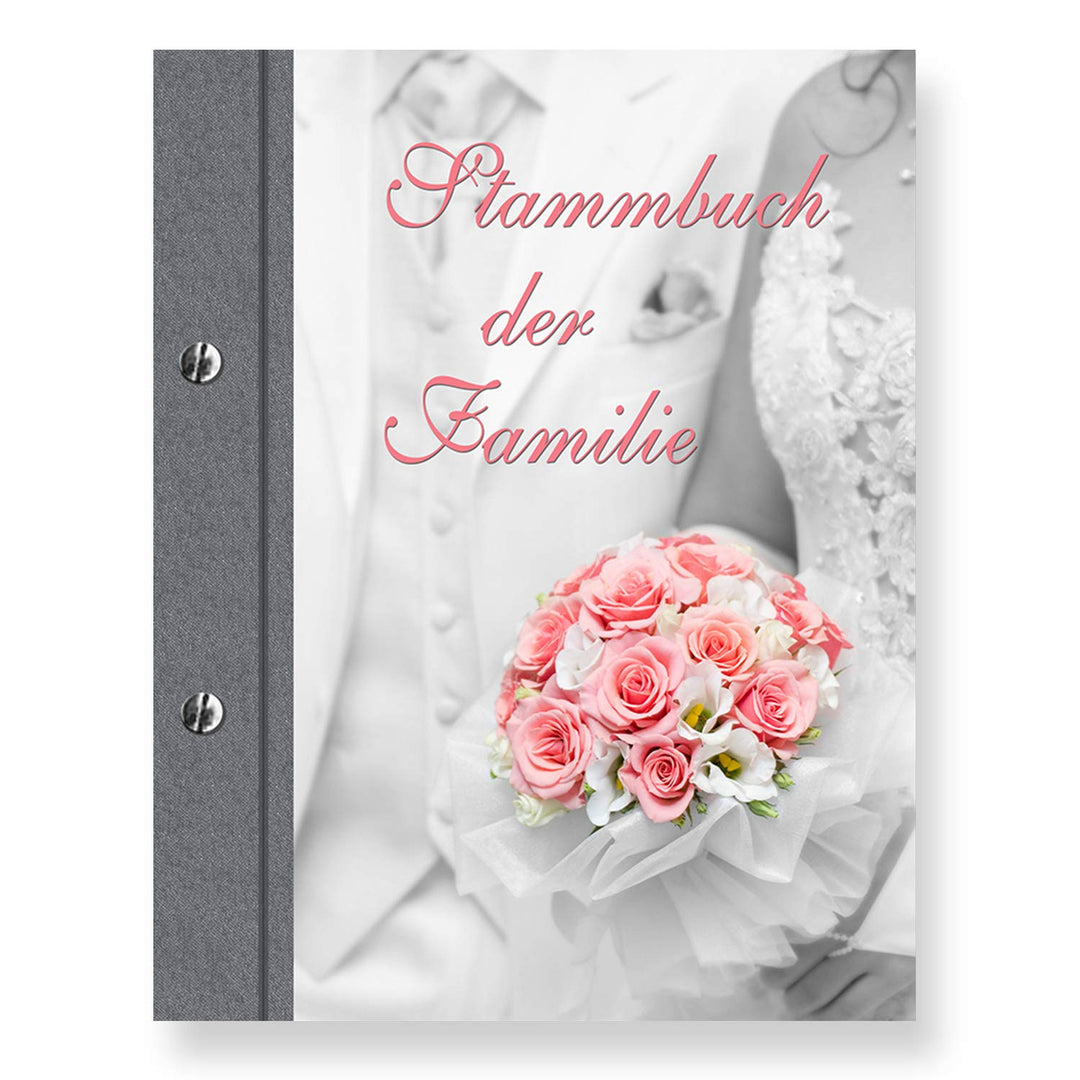Stammbuchshop stb_Wedding a5 Familienstammbuch, Grau, Rosa, 23 x 18 x 1,7 cm