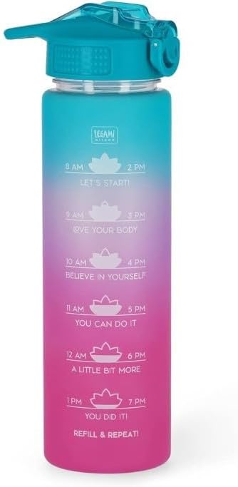Legami - Love Yourself Motivierende Trinkflasche 1L - Love Yourself Trinkflasche mit Trinkzeiten, id