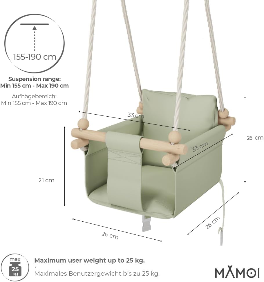 MAMOI® Babyschaukel, Baby schaukel Indoor, Kinderschaukel aus Holz, Holzschaukel für Kinder, Schauke