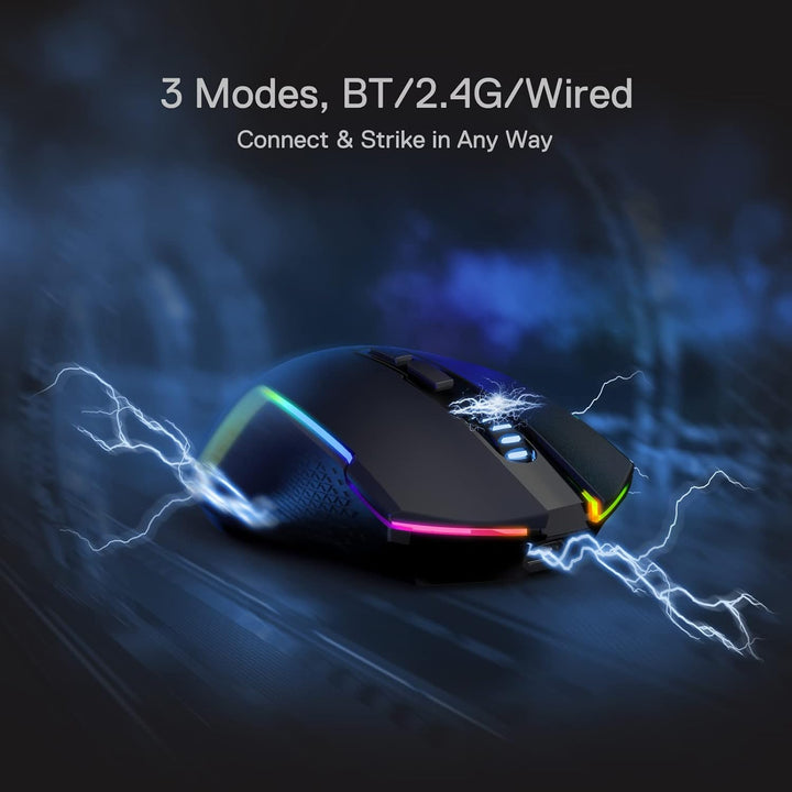 Redragon M693 Wireless Gaming Mouse, 8000 DPI kabelgebundene/drahtlose Maus mit 3-Modi-Verbindung, B