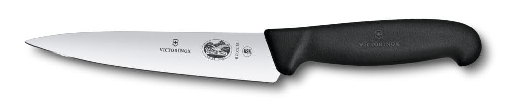 Victorinox Fibrox Kochmesser, Breites Universalmesser für Obst und Gemüse, 15 cm, Gerade Klinge, Sch