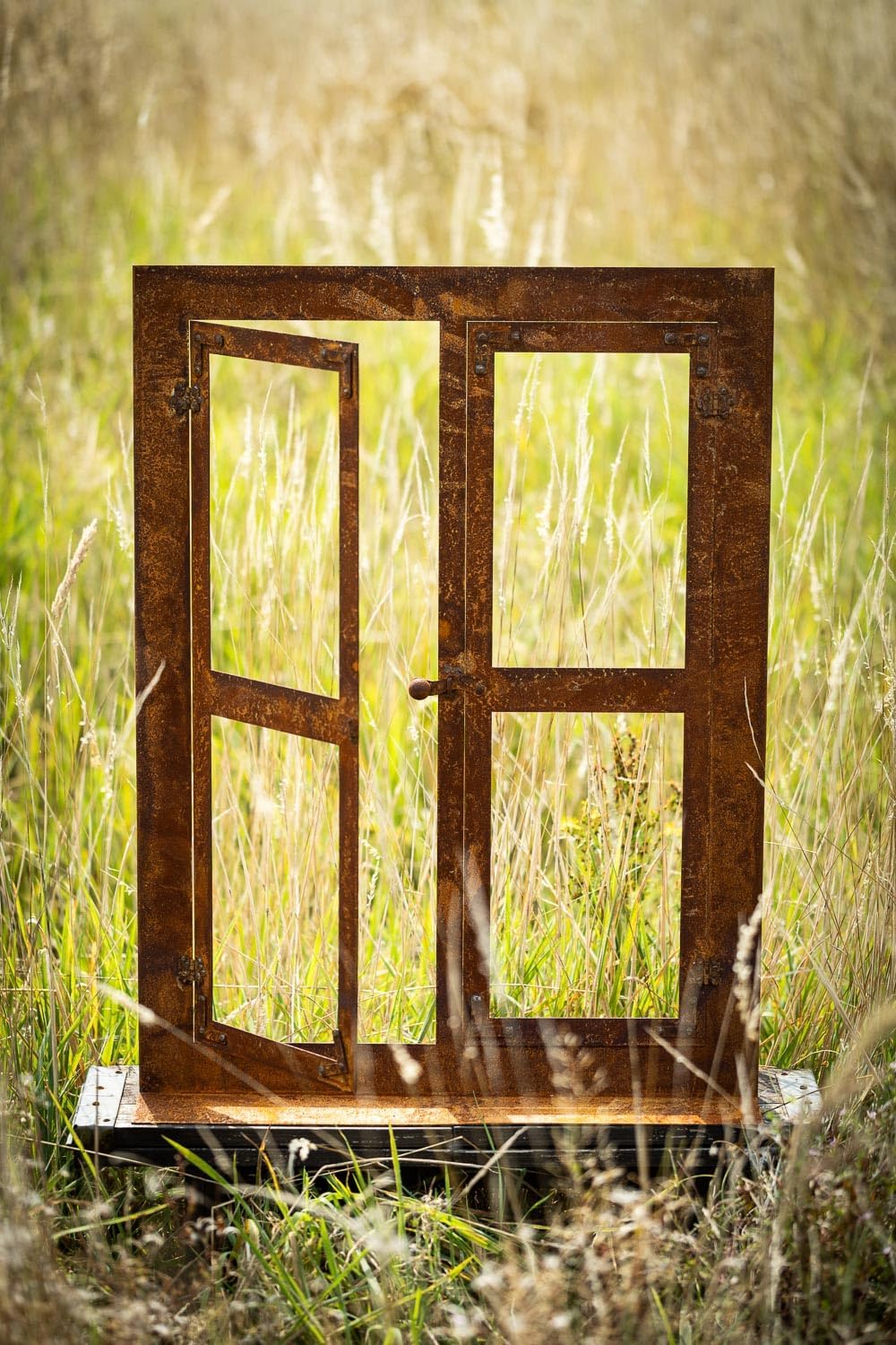 Bornhöft Gartendeko Fenster aus Metall im Rost-Design, 45cm x 60cm, Deko-Fenster Fensterrahmen Edelr