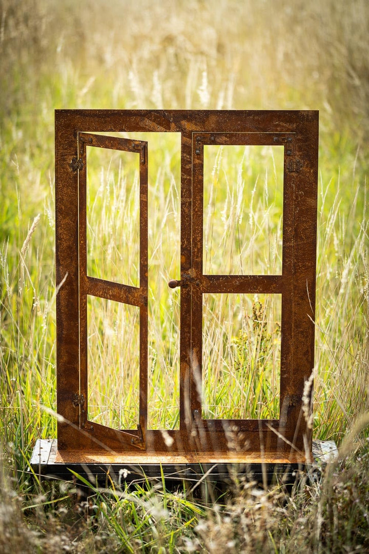 Bornhöft Gartendeko Fenster aus Metall im Rost-Design, 45cm x 60cm, Deko-Fenster Fensterrahmen Edelr