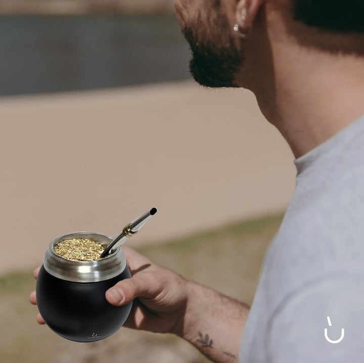 Yerba Mate Set - Modernes Yerba Mate Gourd Kit - Edelstahl mit Calabash Form und Bombilla - Einfach
