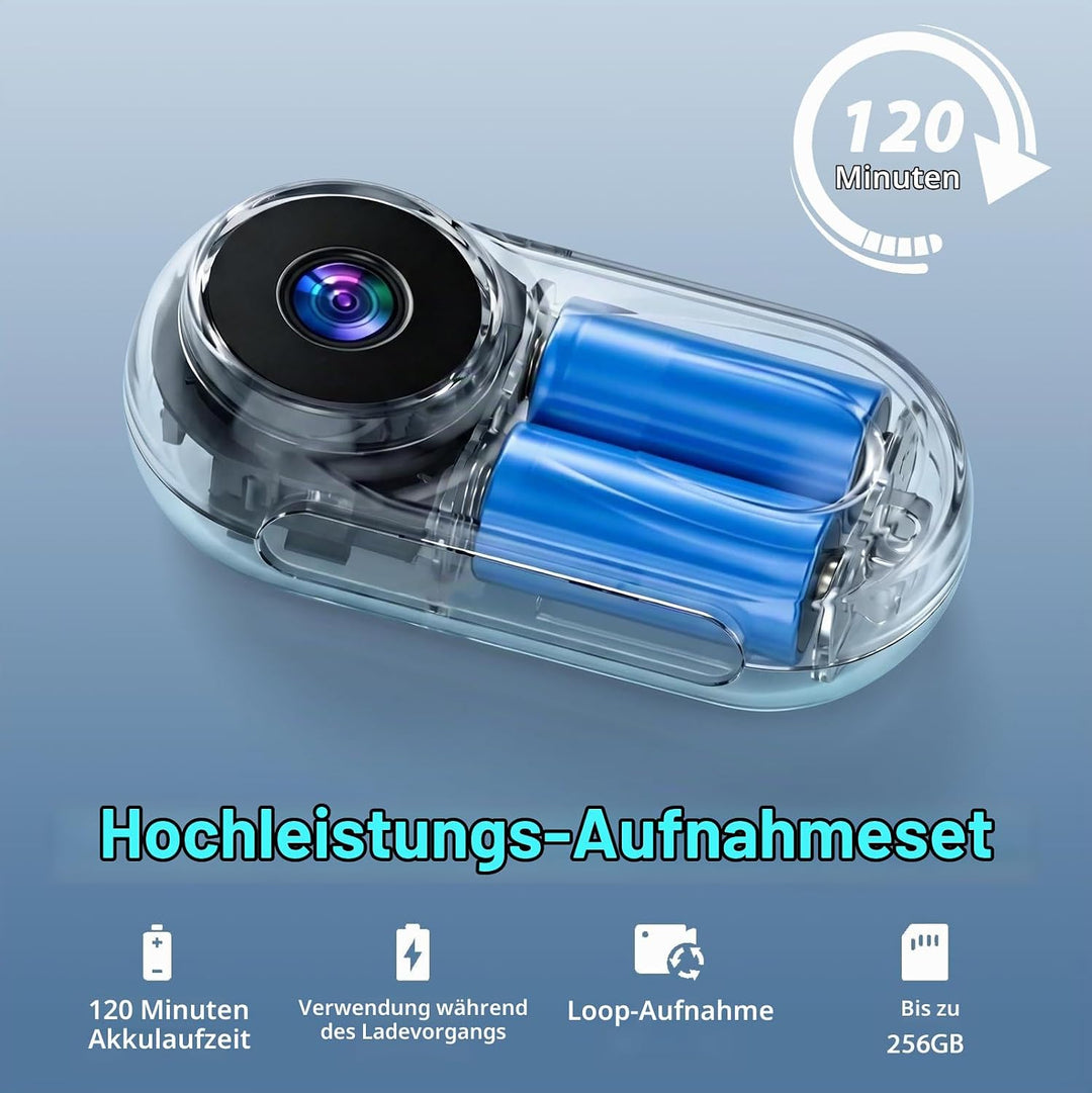 LIROPAU 360° Action Kamera, Mini Action Cam 1080P, Magnetische Taschen-Daumenkamera Aktion Kam-era,