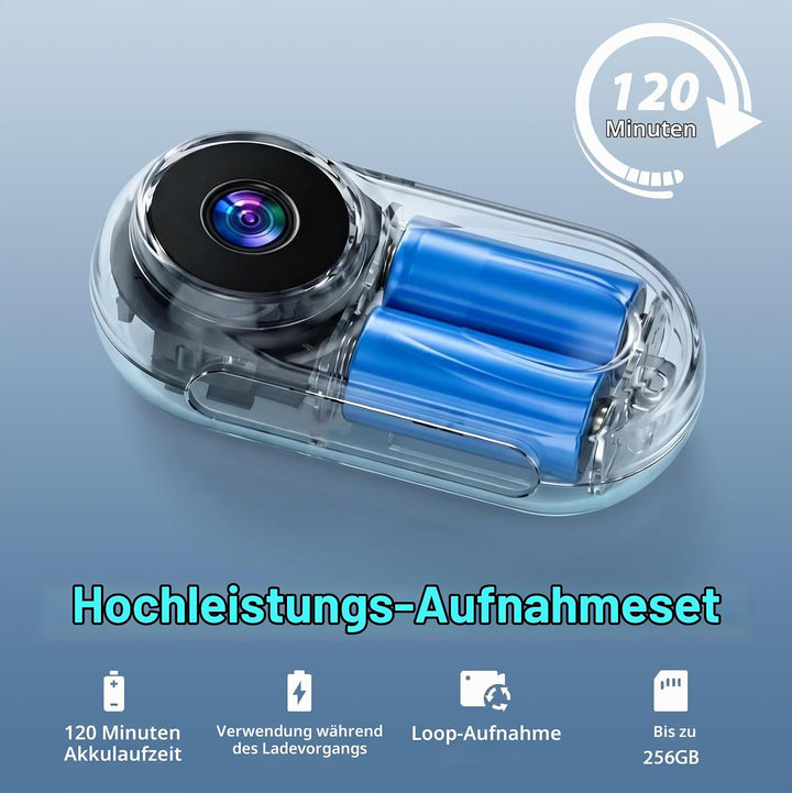 LIROPAU 360° Action Kamera, Mini Action Cam 1080P, Magnetische Taschen-Daumenkamera Aktion Kam-era,