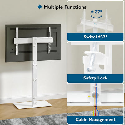 BONTEC TV-Standfuss, Bodenständer für 30-70 Zoll LED/LCD/OLED/Plasma-Fernseher, Weiss - Bis 40 kg Tr