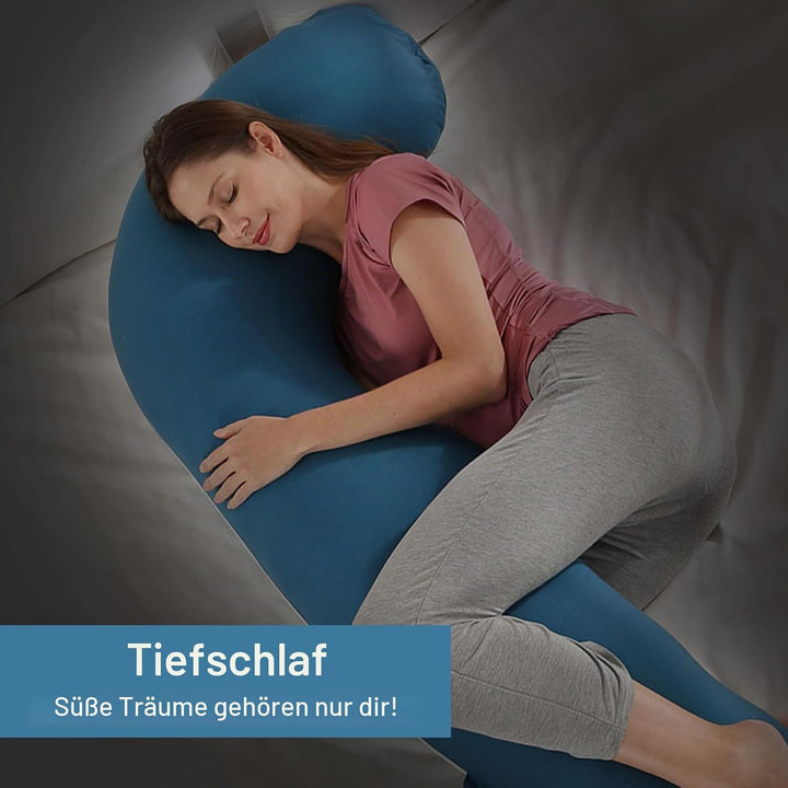 SHANNA Schwangerschaftskissen Seitenschläferkissen Stillkissen Fütternkissen mit Baumwolle Bezug, La
