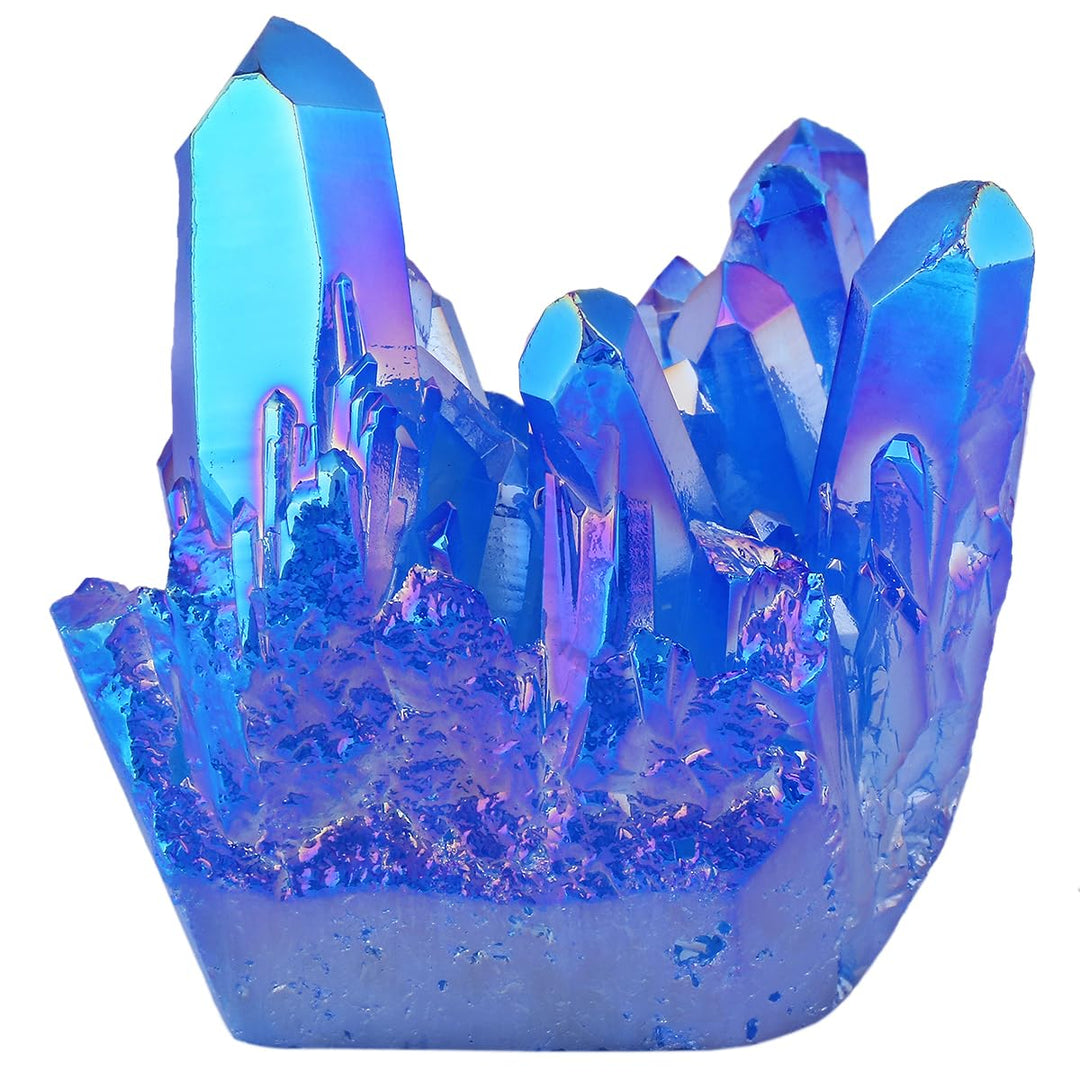 mookaitedecor Titanium Coated Natürlichen Bergkristall Rohstück Geode Dekorative Stein Naturstück Ed