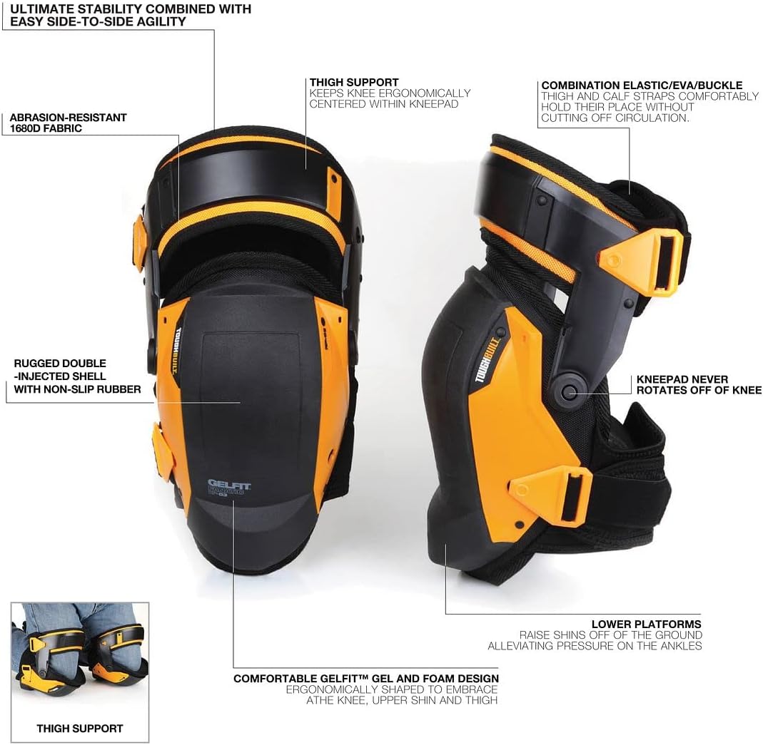 TOUGHBUILT TB-KP-G3 GELFIT Stabilisierungs-Knieschützer, Schwarz