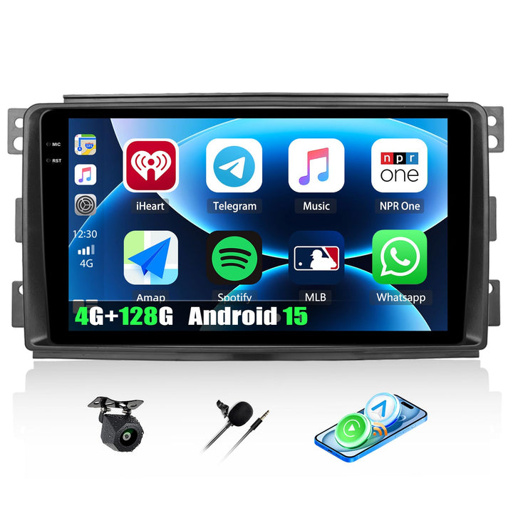Android 15, 4G+128G CAMECHO Autoradio 2Din für Mercedes Benz Smart Fortwo 451 2005-2010 mit Wireless