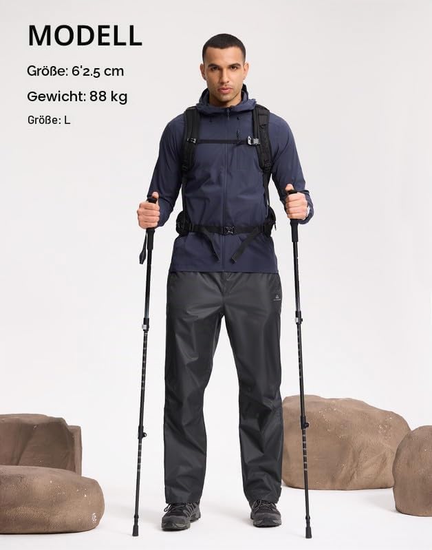 Pioneer Camp Regenhose Herren Wasserdicht 20000mm Leichte Packbar Fahrrad Überhose Winddichte Atmung