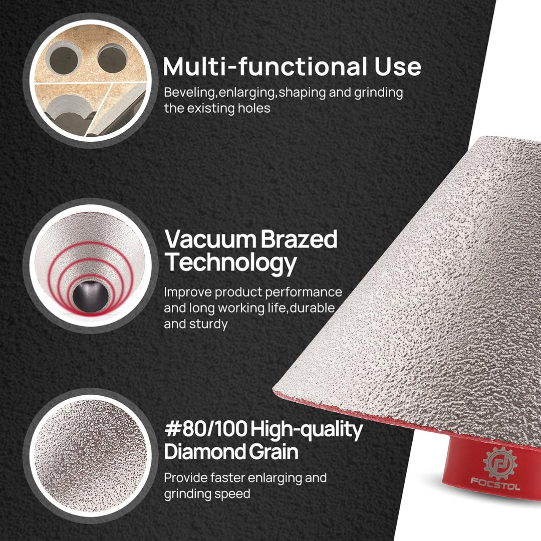 FOCSTOL Diamant Fasenbohrer - 82mm Diamant Fingerfräser zum Vergrössern Formen Trimmen Vorhandene Lö