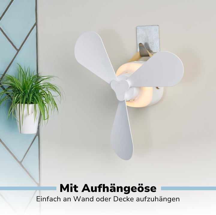 Tischventilator Ventilator USB-C Wiederaufladbar - Leiser Ventilator mit Nachtlicht und Fernbedienun