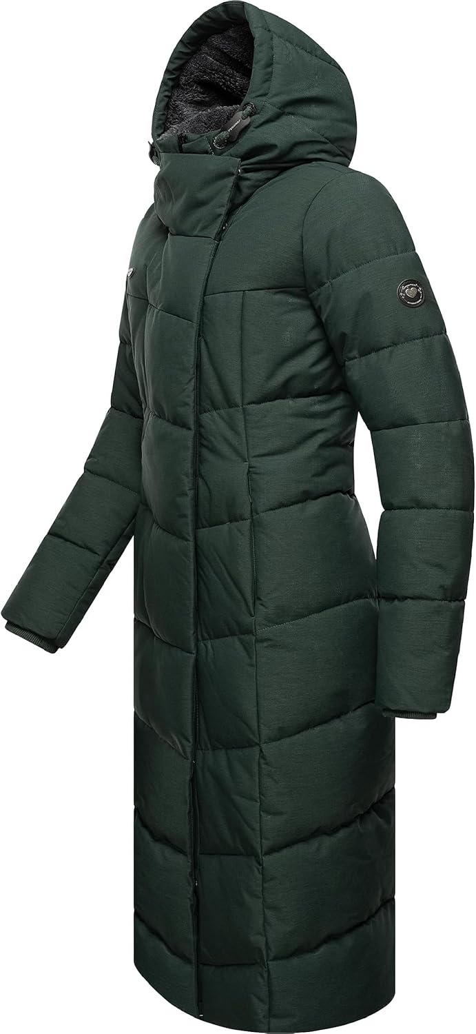 Ragwear Damen Wintermantel warmer Steppmantel lang mit Kapuze Pavla Long XS-6XL S Dark Green23, S Da
