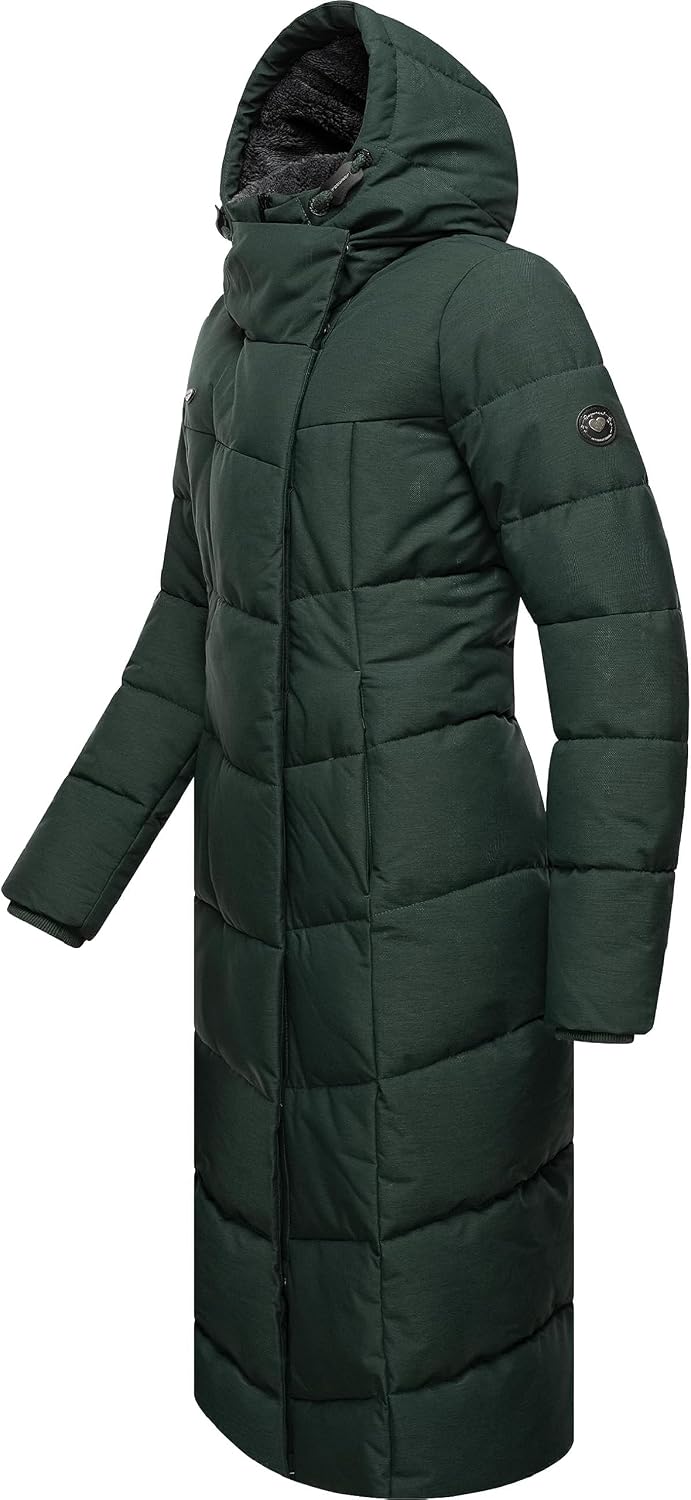 Ragwear Damen atmungsaktiver Wintermantel Warmer wasserdichter Steppmantel lang mit Kapuze Pavla Lon