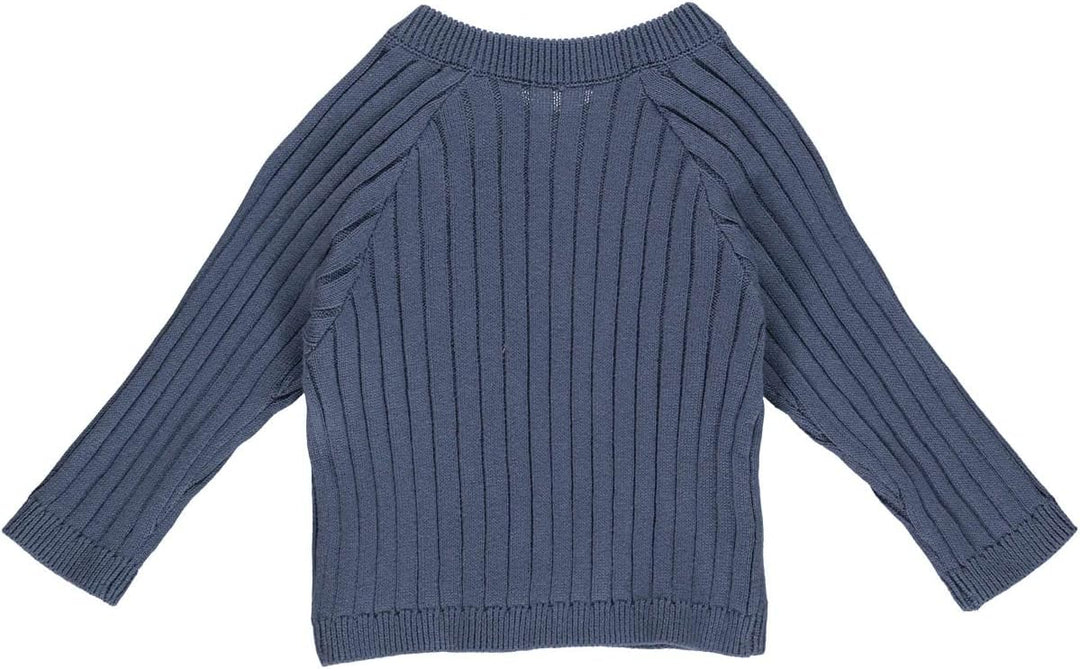 Müsli by Green Cotton Baby-Jungen Knit Rib Pullover Sweater 74 Indigo, 74 Indigo