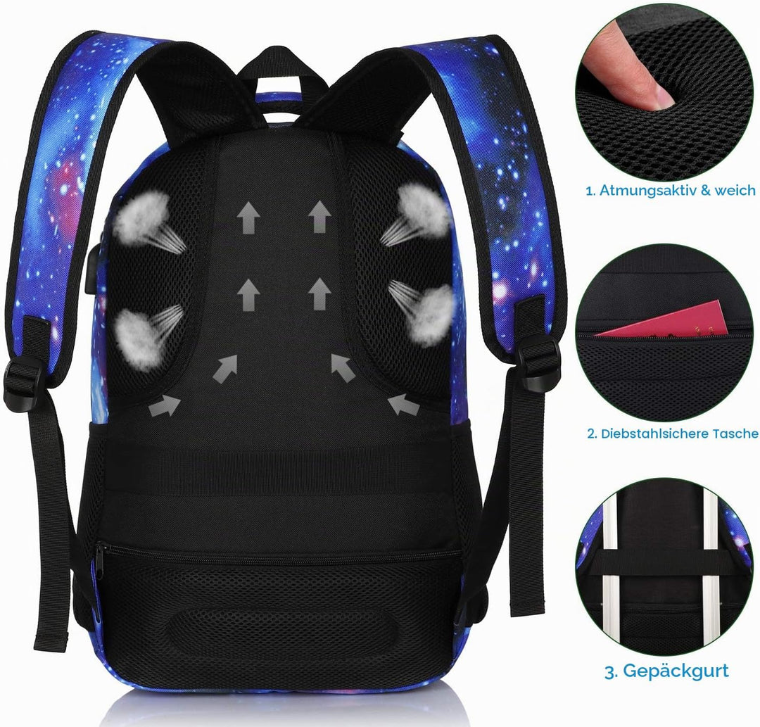 YAMTION Schulrucksack Mädchen Teenager,Schulrazen Teenager Schultasche Jungen Teenager mit 15.6 Zoll