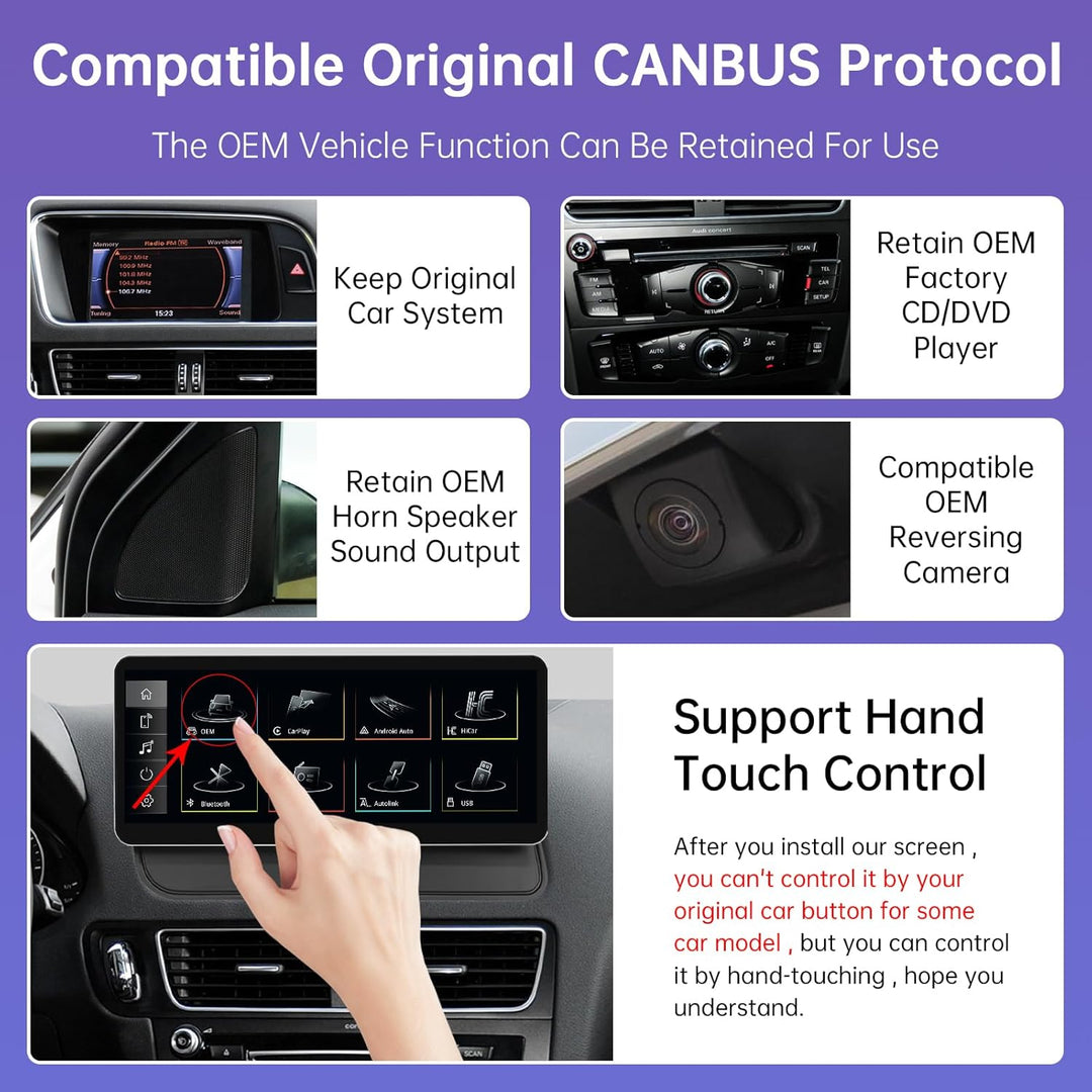 Road Top 12,3 Zoll Autoradio Drahtlos CarPlay Touchscreen für Audi Q5 2009-2017 Jahr mit 2GMMI, Auto