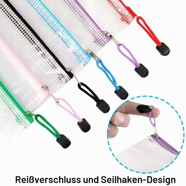 24PCS Plastic Wallets-Ordner - A4 Plastic Wallet-Dokumentordner Extra dicke Netz-Reissverschlusstasc