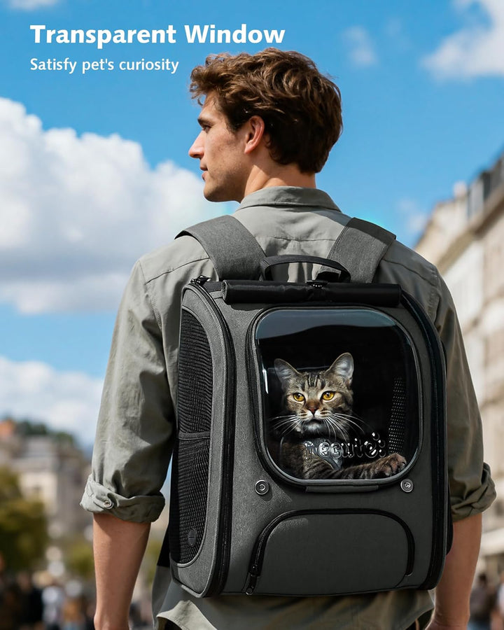 pecute Katzenrucksack Erweiterbar Bubble Haustier Rucksack mit Netzfenster, Tragbare und Faltbare Ka