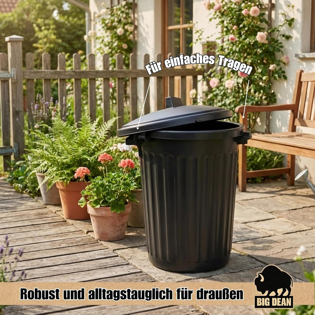 BigDean Mülltonne 80 Liter 55cm durchmesser verschliessbarem Deckel