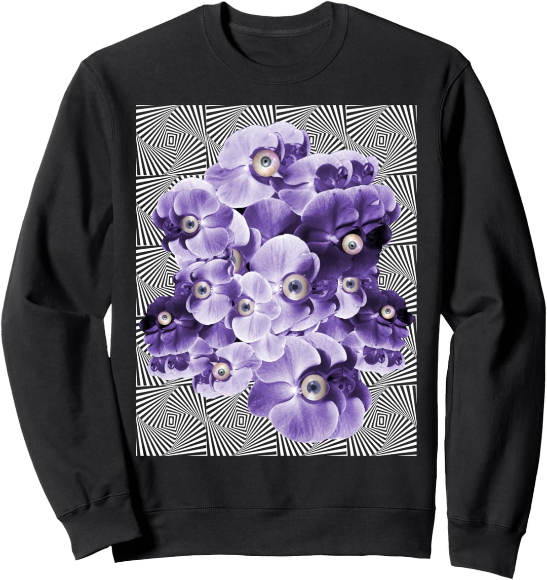 Weirdcore Aesthetic Flower with Eyeballs Illusion Weirdcore Sweatshirt