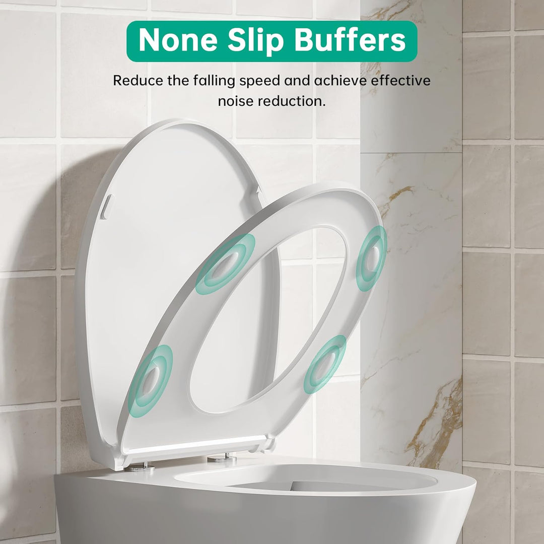Toilettendeckel mit Absenkautomatik aus Robustem Duroplast, Umweltfreundlicher WC Sitz O-Form, Antib