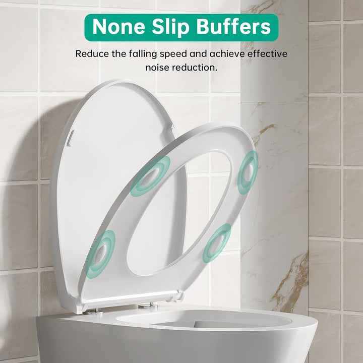 Toilettendeckel mit Absenkautomatik aus Robustem Duroplast, Umweltfreundlicher WC Sitz O-Form, Antib