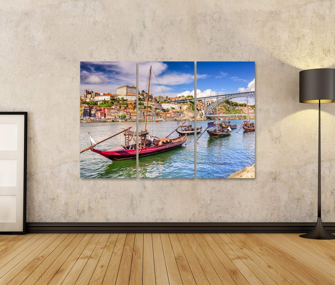 Bild auf Leinwand Porto Portugal Stadtbild Douro Fluss Wandbild Poster Kunstdruck Bilder Format: 130
