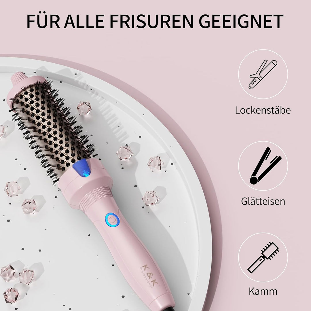K&K Stylingbürsten K&K Thermobürste Keratin Thermal Brush Protect Beheiztes Fass Heisse Haarbürste,