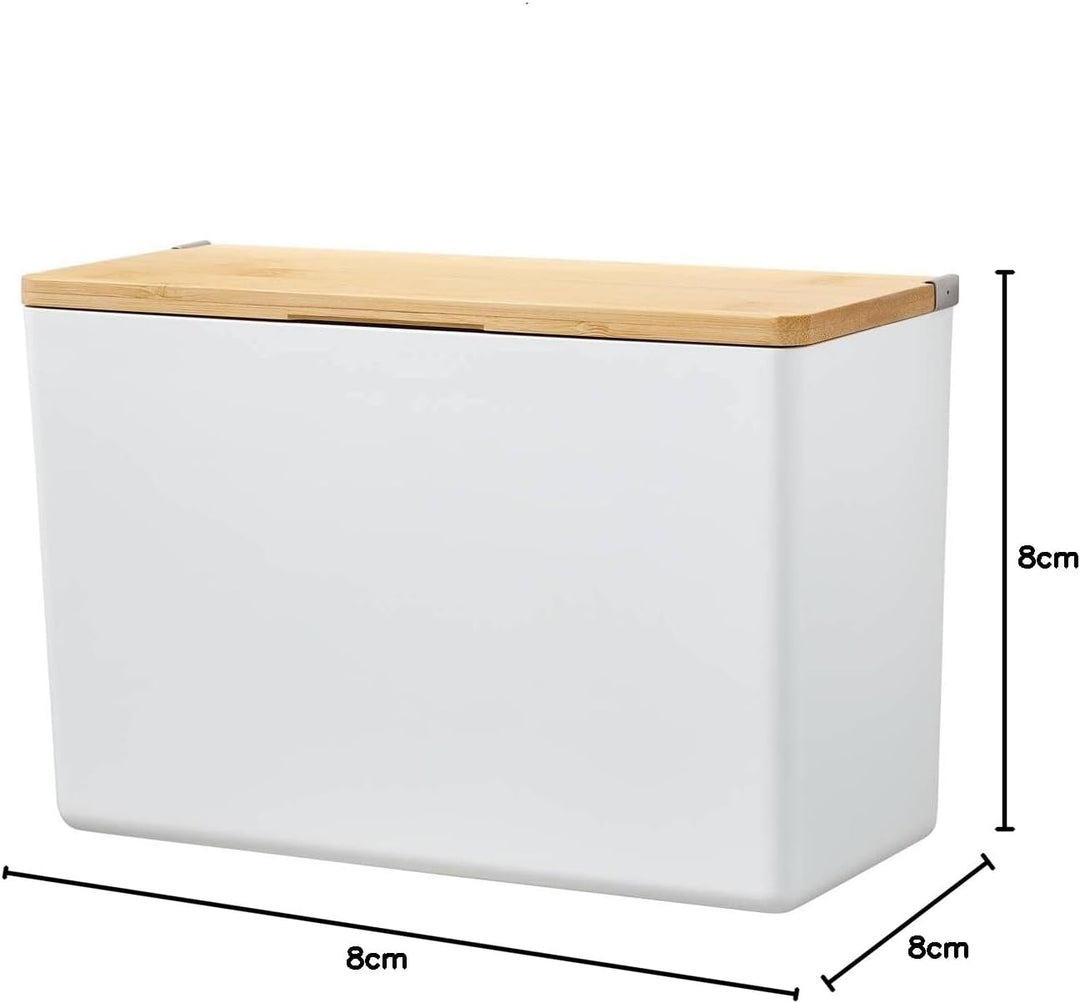 tesa® Baboo XL Badorganizer mit Bambus-Deckel, matt-weiss - Bad-Aufbewahrungsbox zur Wandmontage ohn