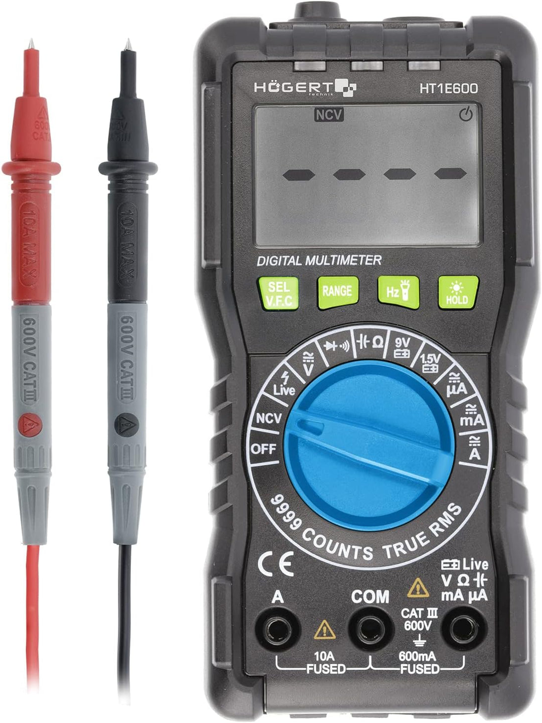 Högert Technik - Multifunktionales Digitales Messgerät I Multimeter bis 600V / 10A I RMS, NCV, VFC I